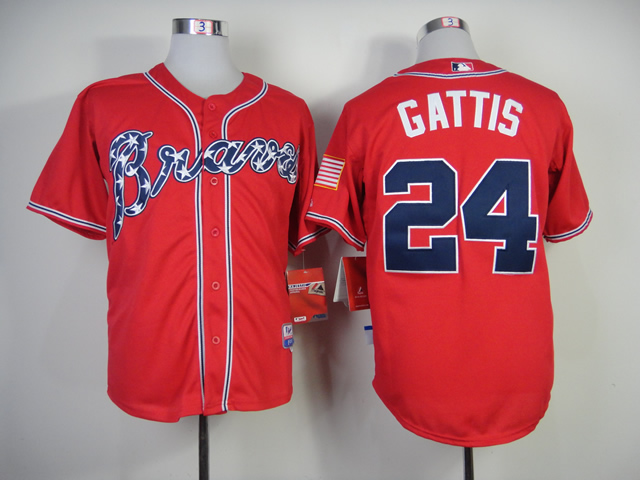 Men Atlanta Braves #24 Gattis Red MLB Jerseys1